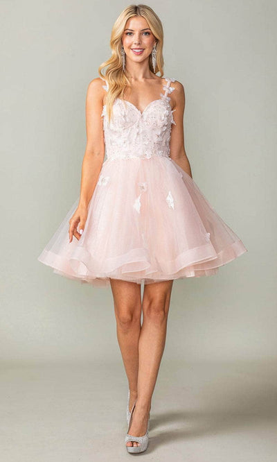 Dancing Queen 3369 - Floral Embroidered Short Dress Special Occasion Dresses XS /  Blush