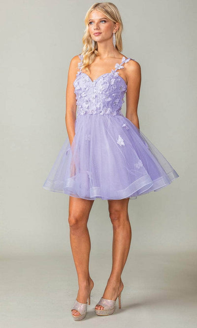 Dancing Queen 3369 - Floral Embroidered Short Dress Special Occasion Dresses XS /  Lilac