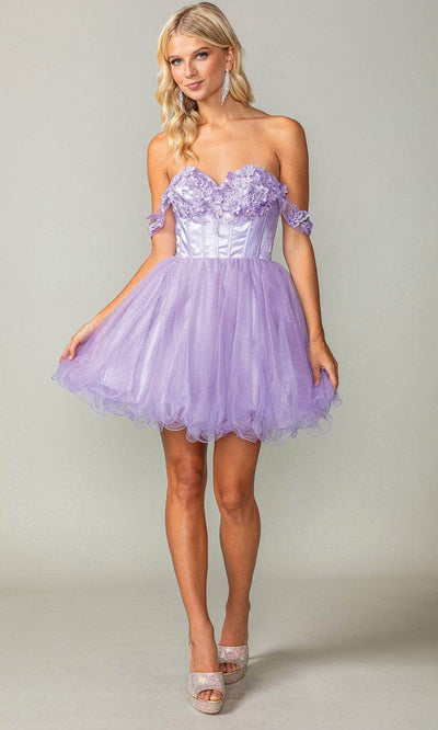 Dancing Queen 3371 - Off Shoulder Corset Cocktail Dress Special Occasion Dresses XS /  Lilac