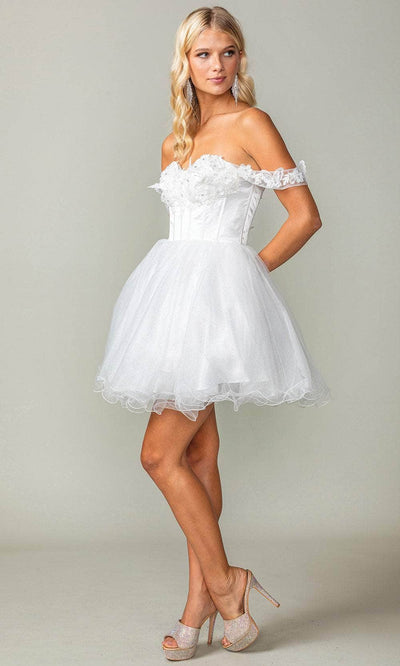 Dancing Queen 3371 - Off Shoulder Corset Cocktail Dress Special Occasion Dresses XS /  Off White