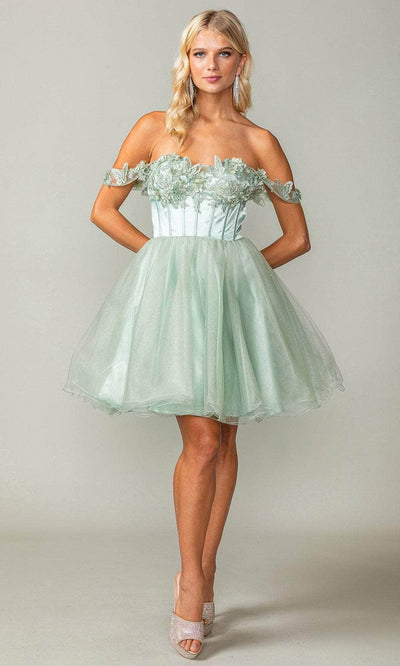 Dancing Queen 3371 - Off Shoulder Corset Cocktail Dress Special Occasion Dresses XS /  Sage