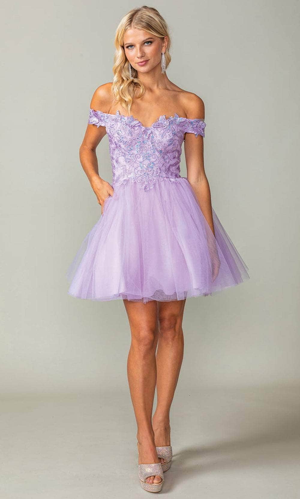 Dancing Queen 3373 - Off Shoulder Tulle Cocktail Dress Special Occasion Dresses