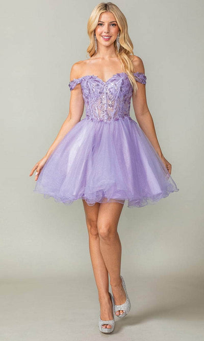 Dancing Queen 3378 - Off Shoulder Tulle Cocktail Dress Special Occasion Dresses XS /  Lilac