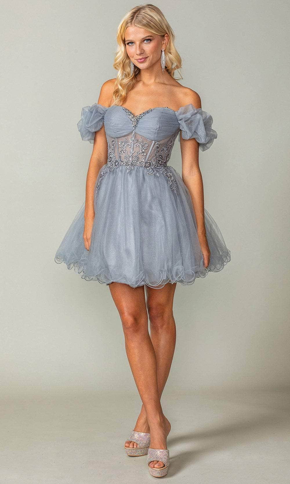 Dancing Queen 3379 - Puff Sleeve Corset Short Dress Special Occasion Dresses