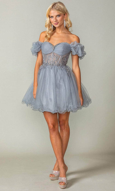 Dancing Queen 3379 - Puff Sleeve Corset Short Dress Special Occasion Dresses