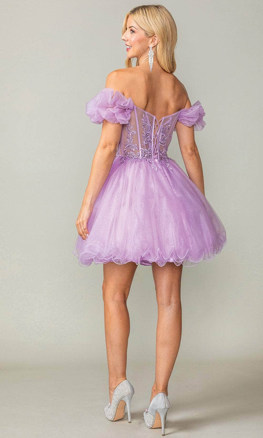 Dancing Queen 3379 - Puff Sleeve Corset Short Dress Special Occasion Dresses