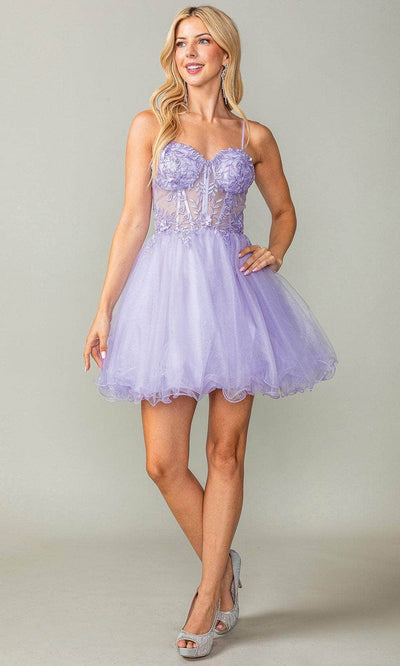 Dancing Queen 3382 - Embroidered A-Line Cocktail Dress Special Occasion Dresses XS /  Lilac