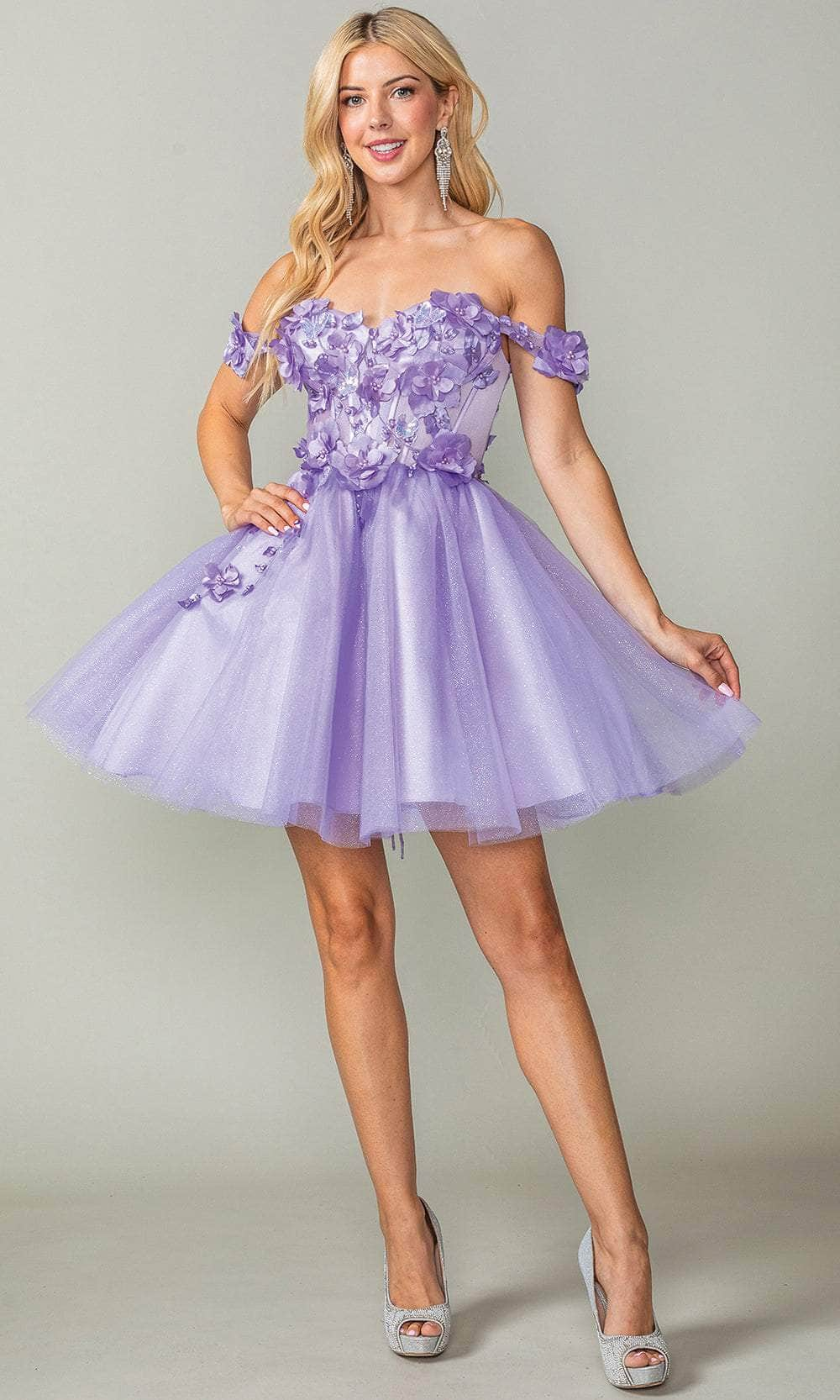 Dancing Queen 3388 - Applique Bodice Cocktail Dress Special Occasion Dresses XS /  Lilac