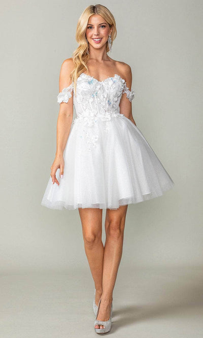 Dancing Queen 3388 - Applique Bodice Cocktail Dress Special Occasion Dresses XS /  Off White