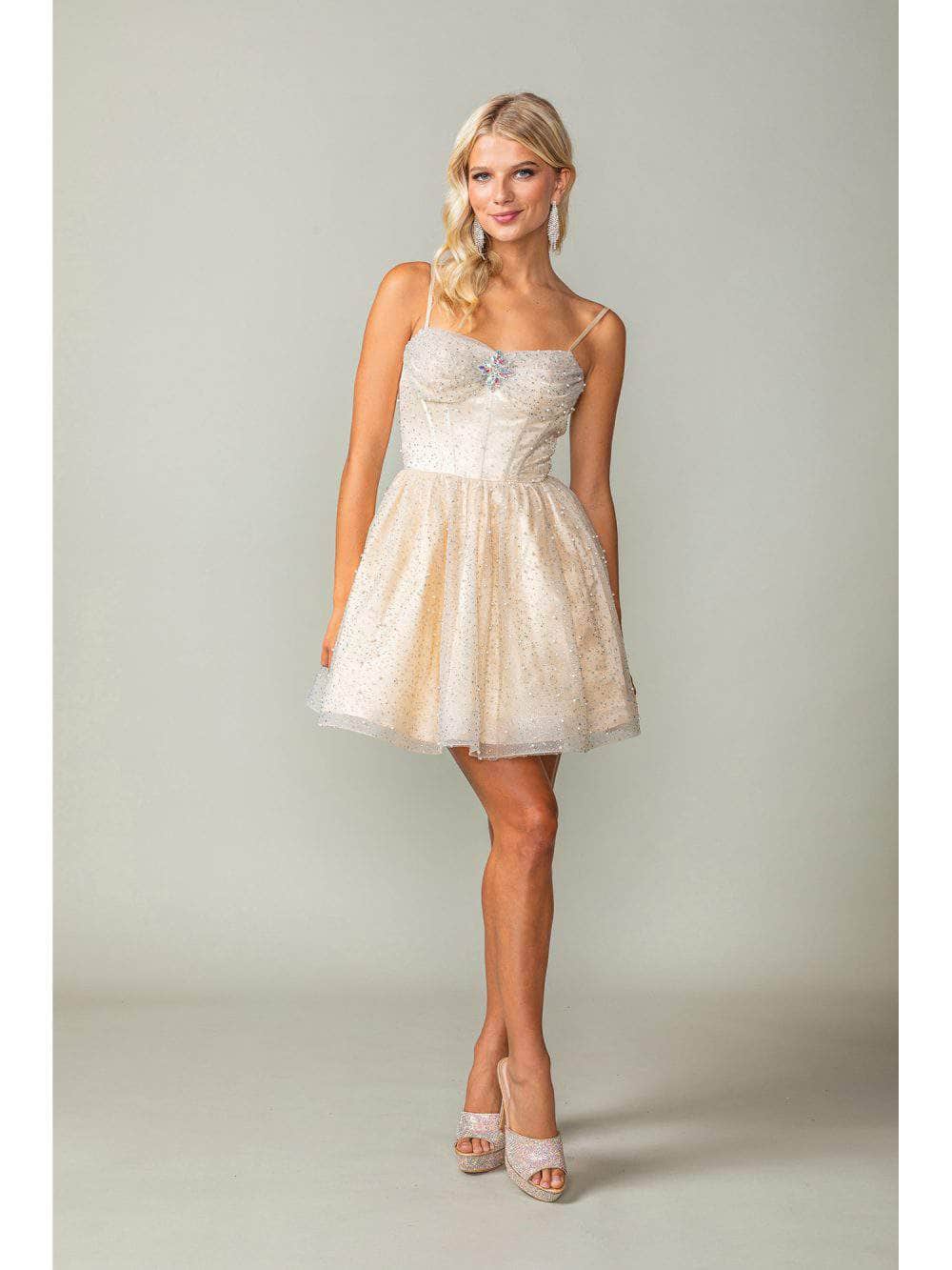 Dancing Queen 3389 - Bejeweled Tulle Cocktail Dress Special Occasion Dresses