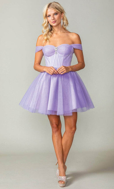 Dancing Queen 3394 - Off Shoulder A-Line Cocktail Dress Special Occasion Dresses XS /  Lilac