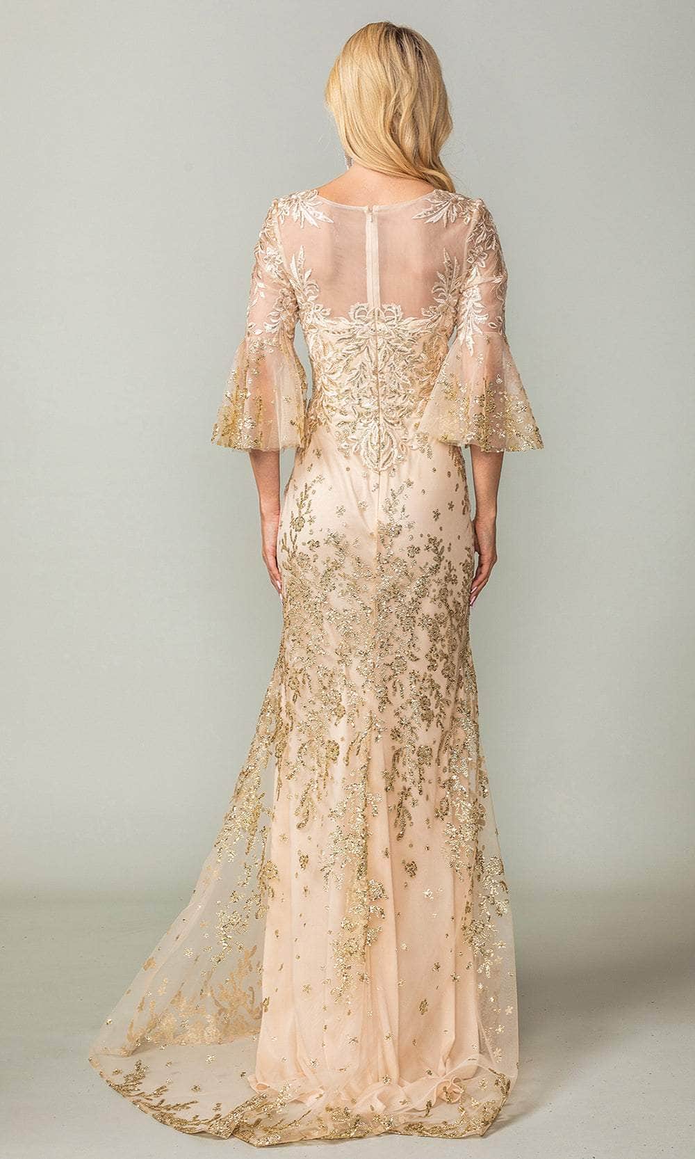Dancing Queen Danq_4361 - Long Mermaid Dress - Sheer Bell Sleeves, Glitter Beaded, Embroidered Details, Sheer Back, Concealed Zipper Closure, Sweep Train ADASA Dancing Queen Danq_4361 - Long Mermaid Dress - Sheer Bell Sleeves, Glitter Beaded, Embroidered Details, Sheer Back, Concealed Zipper Closure, Sweep Train ADASA