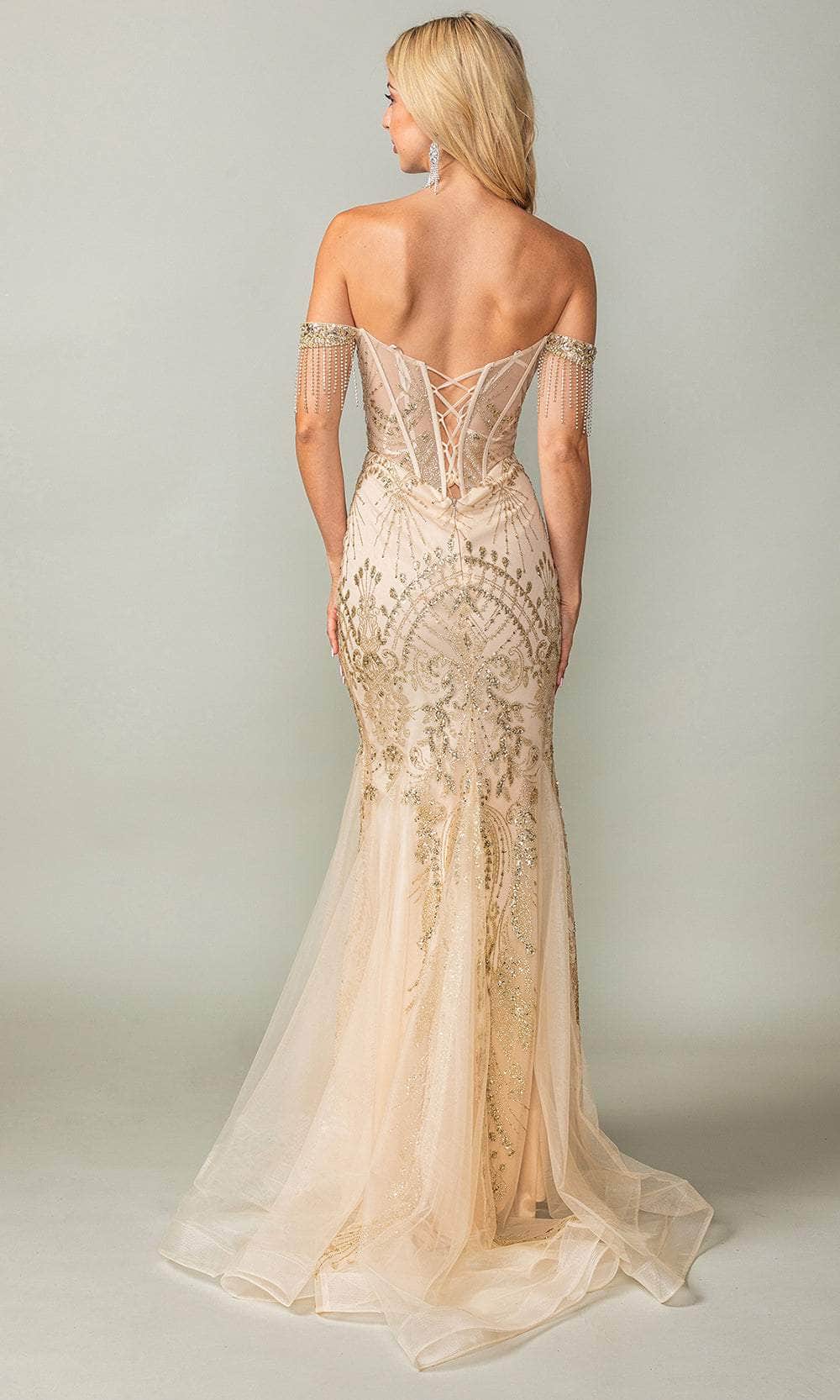 Dancing Queen 4365 - Glitter Print Trumpet Prom Dress Prom Dresses