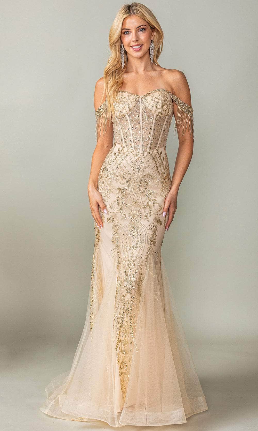 Dancing Queen 4365 - Glitter Print Trumpet Prom Dress Prom Dresses