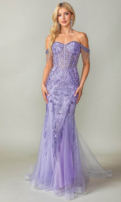 Dancing Queen 4365 - Glitter Print Trumpet Prom Dress Prom Dresses