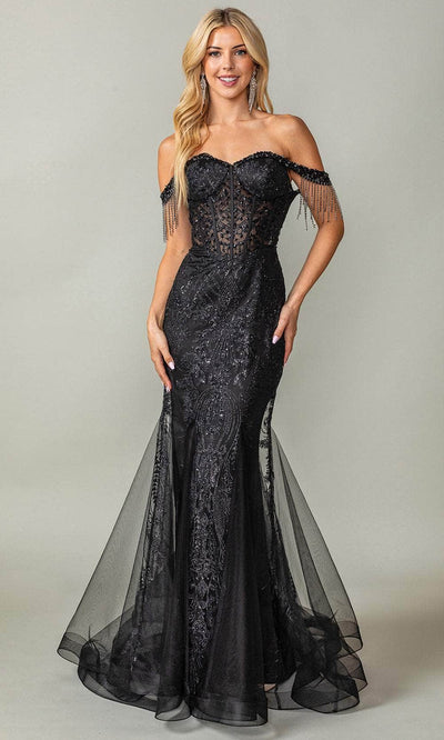 Dancing Queen 4365 - Glitter Print Trumpet Prom Dress Prom Dresses