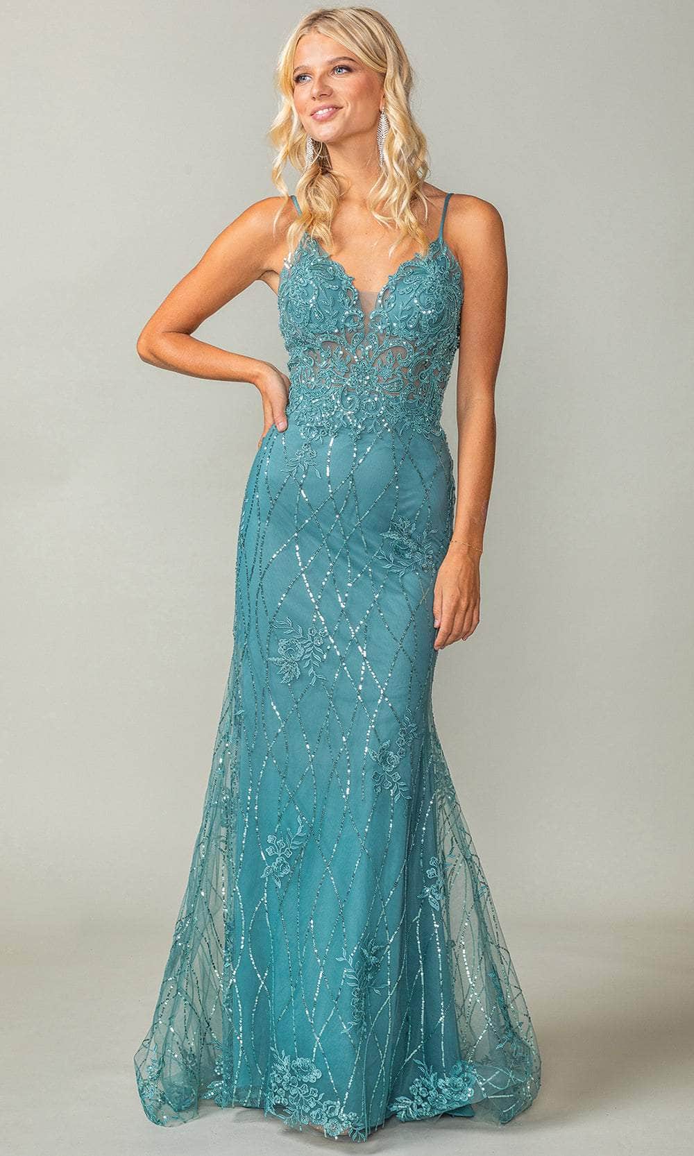 Dancing Queen 4371 - Lace Detail Mermaid Prom Dress Prom Dresses 