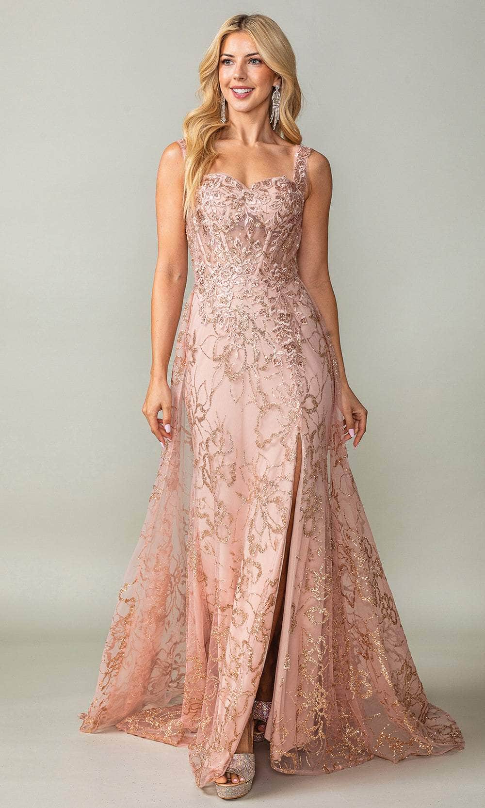Dancing Queen 4379 - Floral Glitter Sweetheart Prom Dress Prom Dresses 