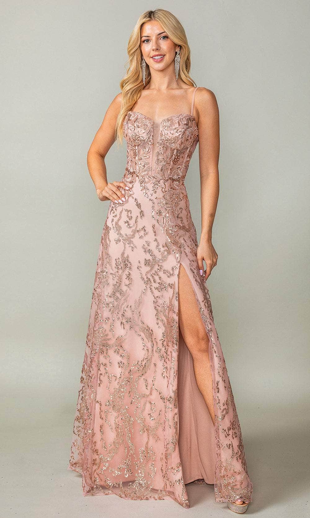 Dancing Queen 4402 - Beaded Plunging Prom Gown Prom Dresses XS /