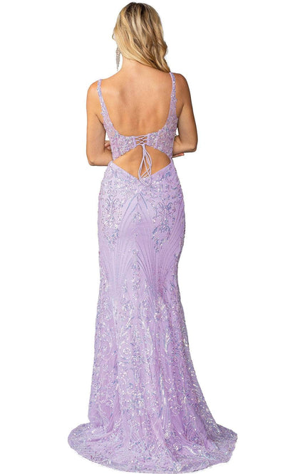 Dancing Queen 4461 - Sequined Bandeau Back Prom Gown Prom Dresses