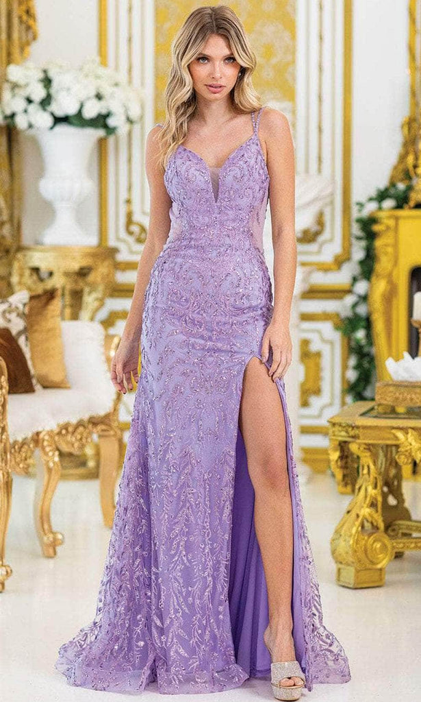 purple and gold dresses for prom Puff-Sleeve Strapless Sweetheart Long A-Line Prom Dress Lilac / Large main image 1