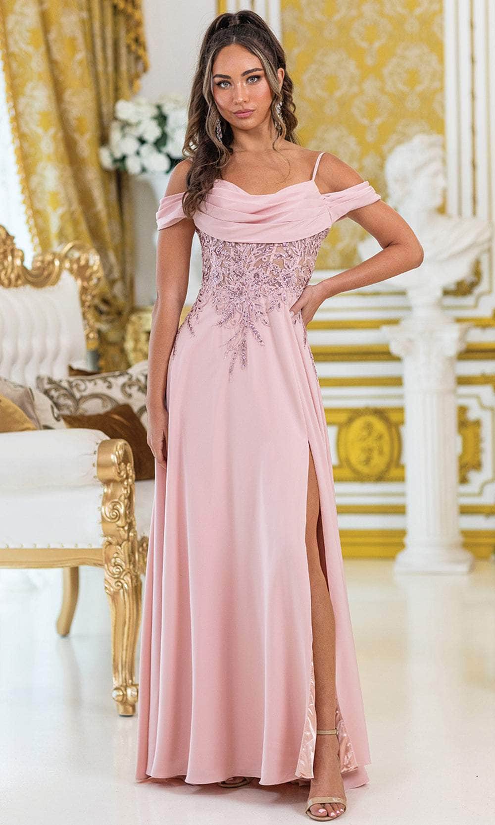 Off-Shoulder Long Prom Dress with Beaded-Lace Corset Bahama Blue / XLarge Off-Shoulder Long Prom Dress with Beaded-Lace Corset Bahama Blue / XLarge