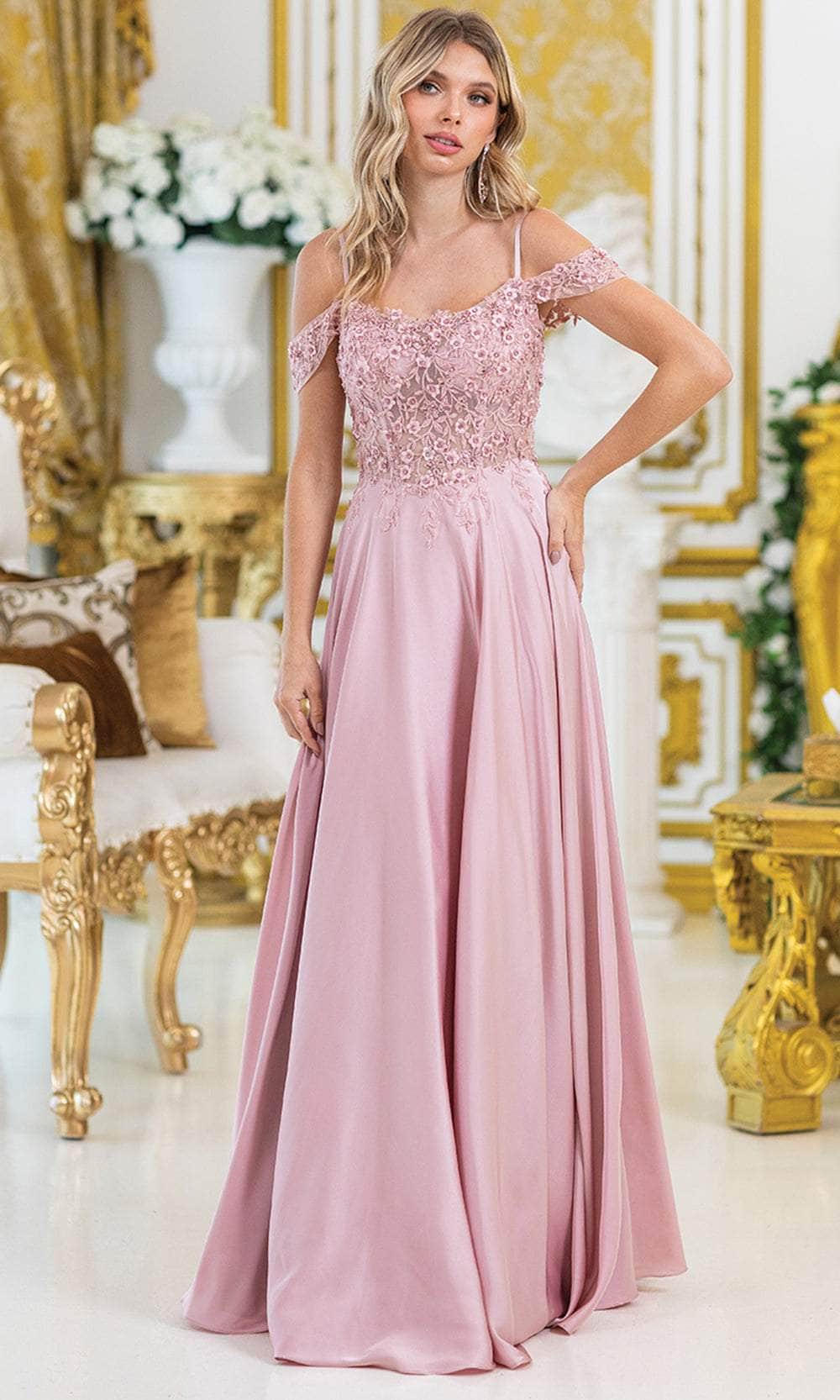 Dancing Queen 4482 - Lace Embellished A-Line Gown Prom Dresses
