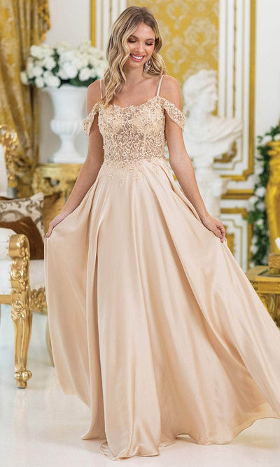 Dancing Queen 4482 - Lace Embellished A-Line Gown Prom Dresses