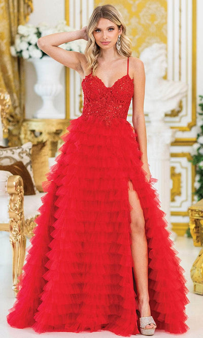 Dancing Queen 4491 - Ruffled Skirt Sweetheart Neckline Gown Prom Dresses