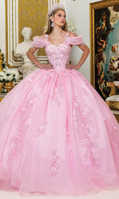 Dancing Queen 5009 - Cold Shoulder Sweetheart Ballgown Quinceanera Dresses XS /  Pink