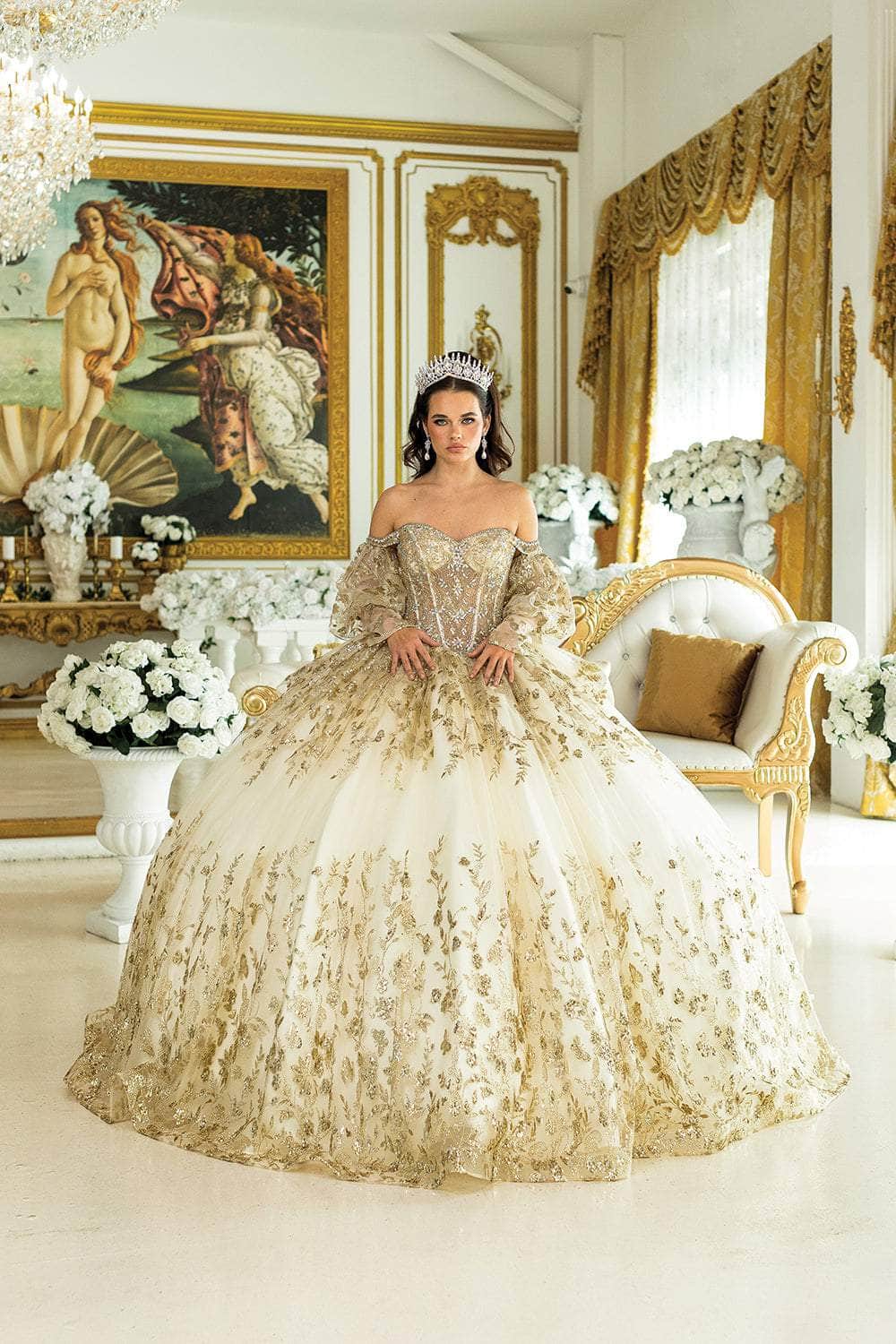 Dancing Queen 5019 Long Quinceanera Dress Rose Gold / XSmall Dancing Queen 5019 Long Quinceanera Dress Rose Gold / XSmall