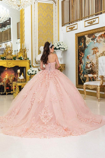 Dancing Queen 5027 - Glitter Tulle Lace-Up Back Ballgown Quinceanera Dresses