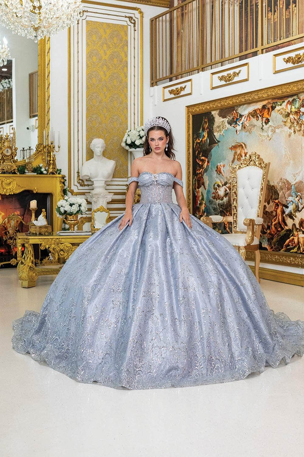 Dancing Queen 5043 - Beaded Off Shoulder Pleated Ballgown Ball Gowns