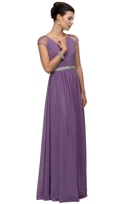 Dancing Queen 9182 - Jeweled Waist Long Dress Mother of the Bride Dresses XS /  Dusty Lilac