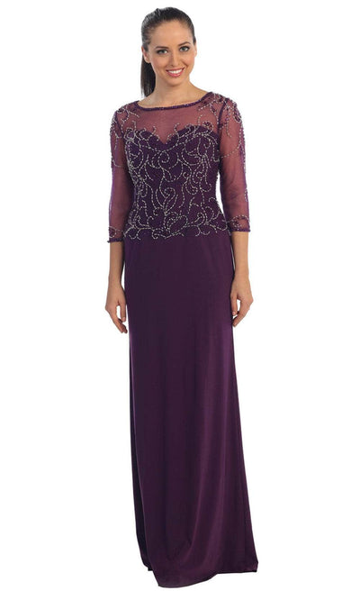 Dancing Queen 9190 - Embellished Sheath Long Dress Mother of the Bride Dresses XS /  Plum