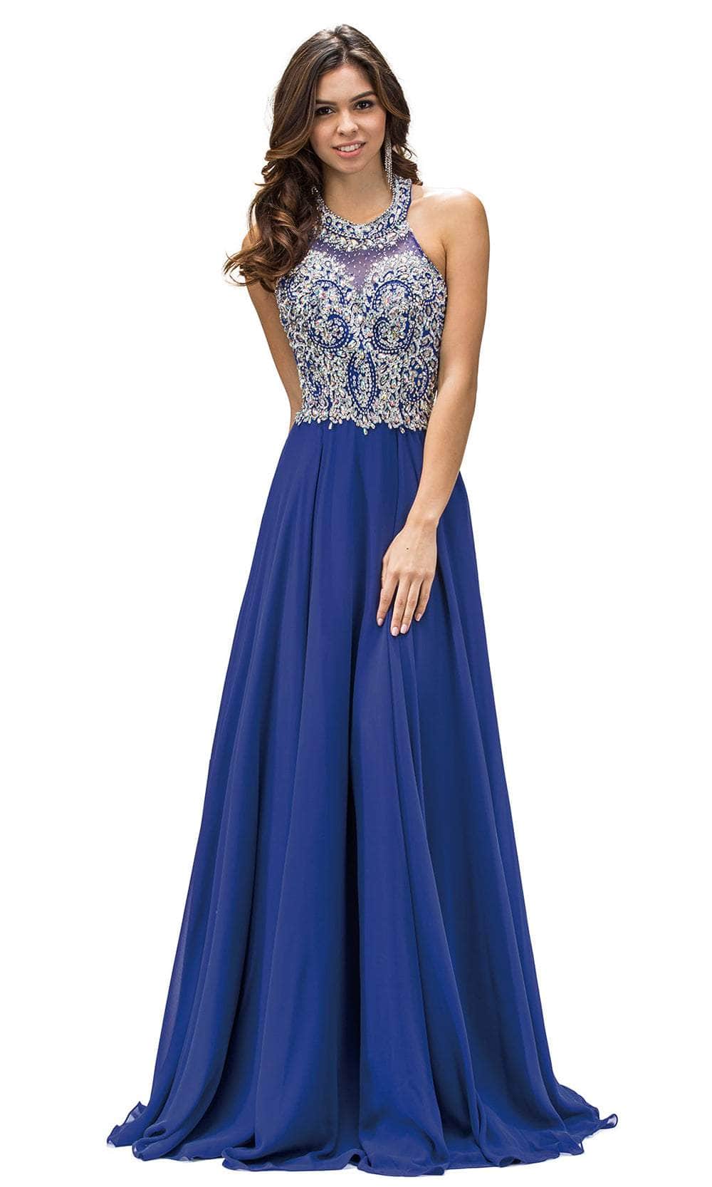 Dancing Queen Danq_9233 - Long A-Line Dress - Sleeveless, Crysal Beaded, Pleated, Open Back, Back Zipper, Sweep Train S / Black Dancing Queen Danq_9233 - Long A-Line Dress - Sleeveless, Crysal Beaded, Pleated, Open Back, Back Zipper, Sweep Train S / Black