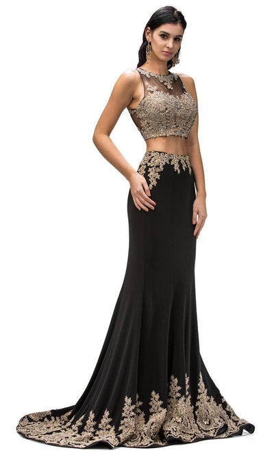 Dancing Queen 9391 - Sleeveless Applique Long Gown Evening Dresses XS /  Black