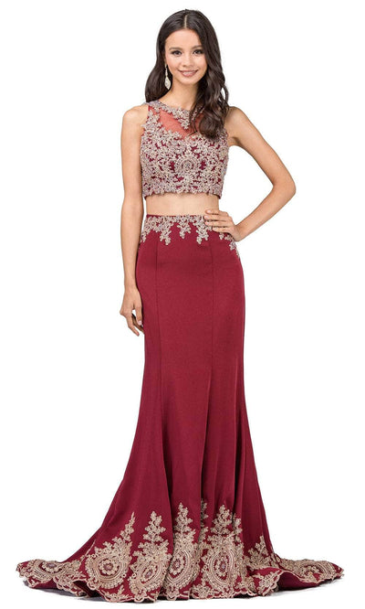 Dancing Queen 9391 - Sleeveless Applique Long Gown Evening Dresses XS /  Burgundy