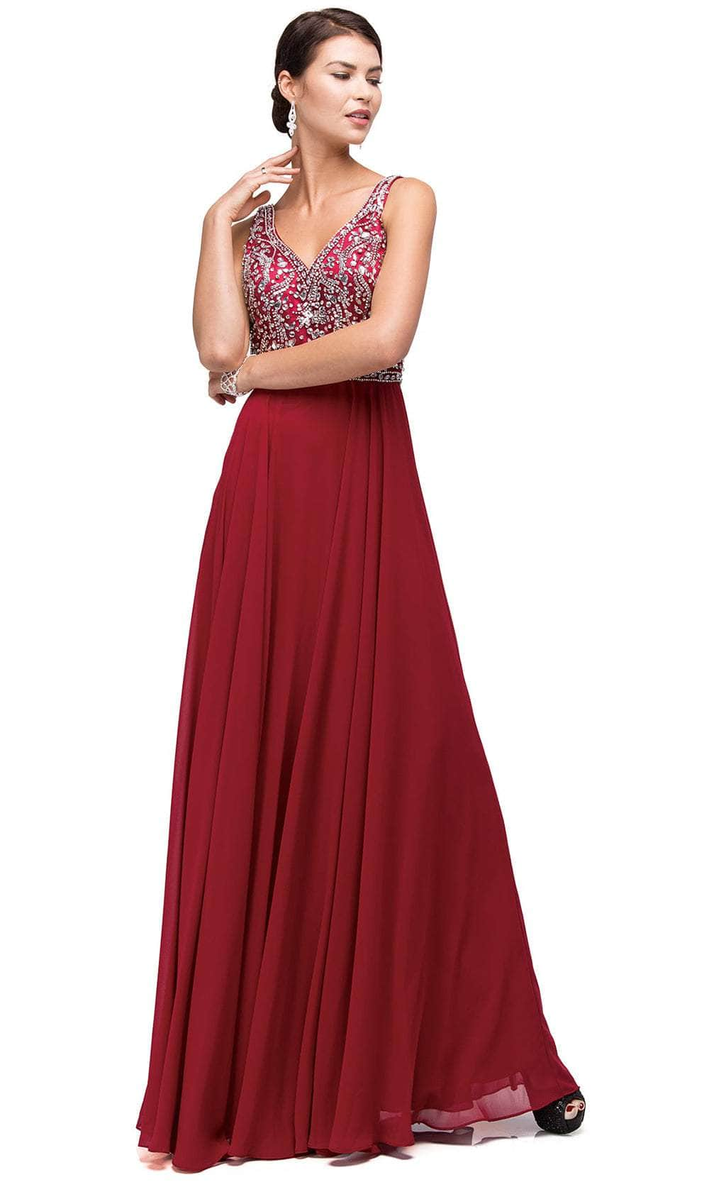 Dancing Queen 9589 - Jeweled V-Neck Long Gown Mother of the Bride Dresses