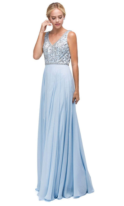 Dancing Queen 9589 - Jeweled V-Neck Long Gown Mother of the Bride Dresses XS /  Periwinkle