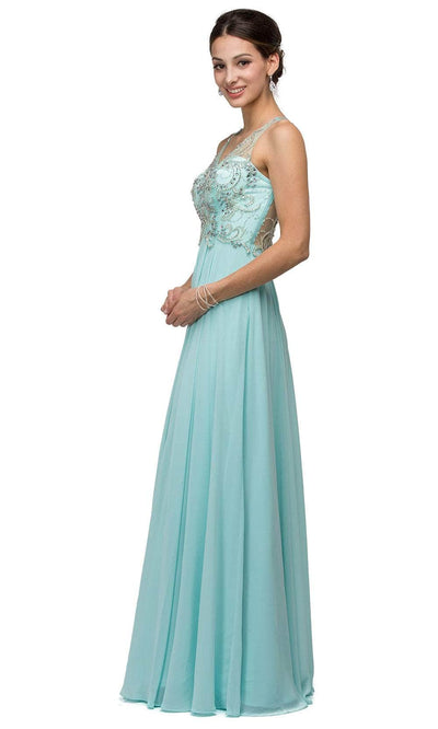 Dancing Queen 9603 - Bejeweled Bodice Long Dress Bridesmaid Dresses XS /  Aqua