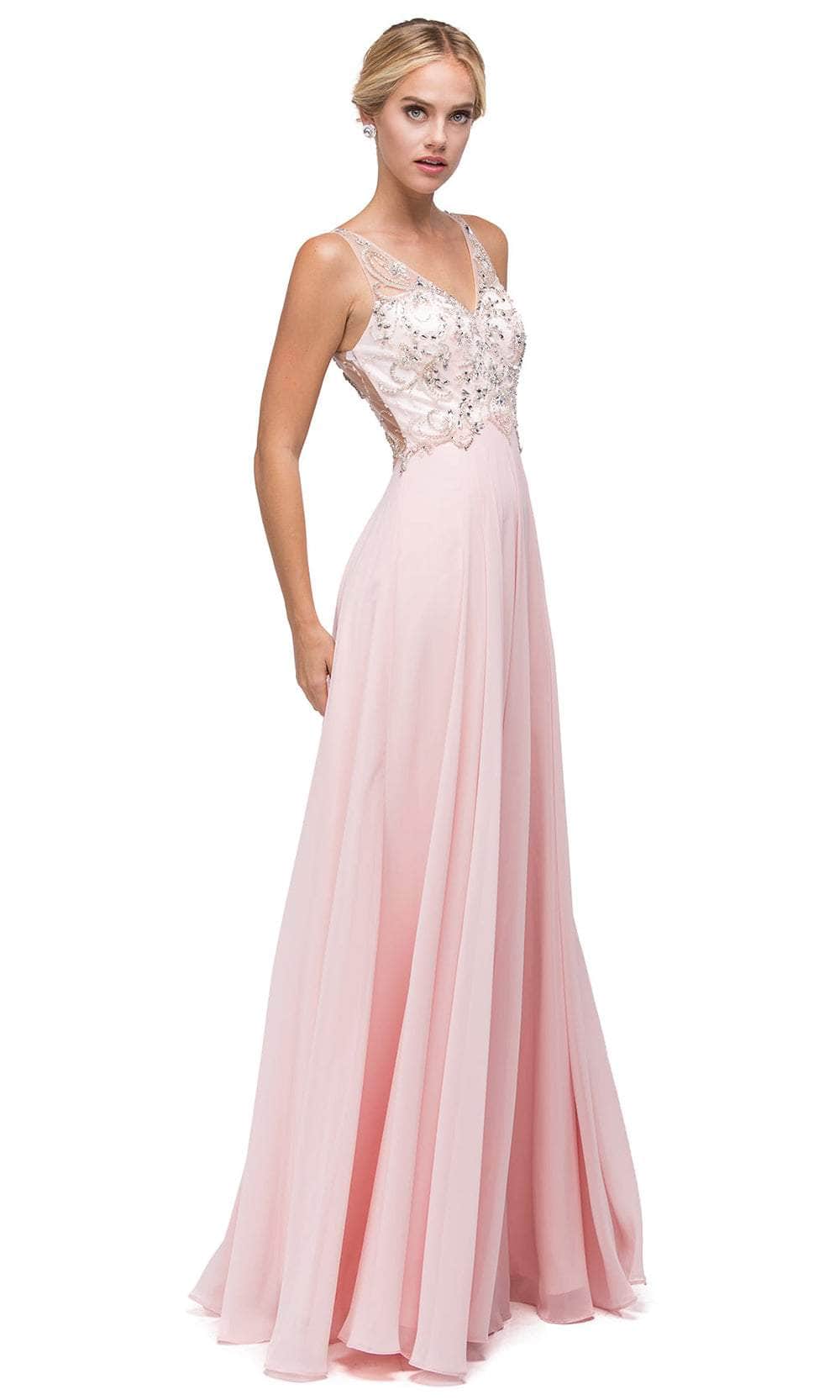 Dancing Queen 9603 - Bejeweled Bodice Long Dress Bridesmaid Dresses XS /  Blush
