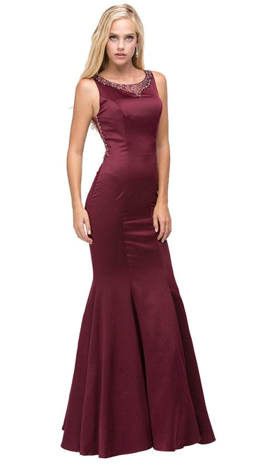 Dancing Queen 9699 - Beaded Illusion Back Prom Gown Prom Dresses XS /  Burgundy