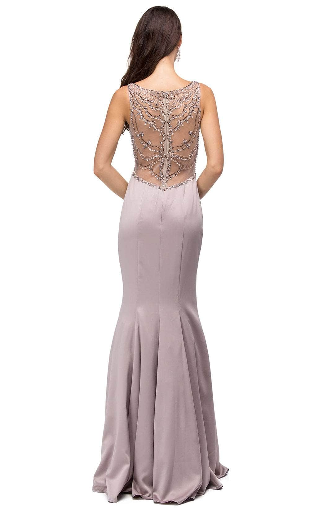 Dancing Queen 9699 - Beaded Illusion Back Prom Gown Prom Dresses XS /  Mocha