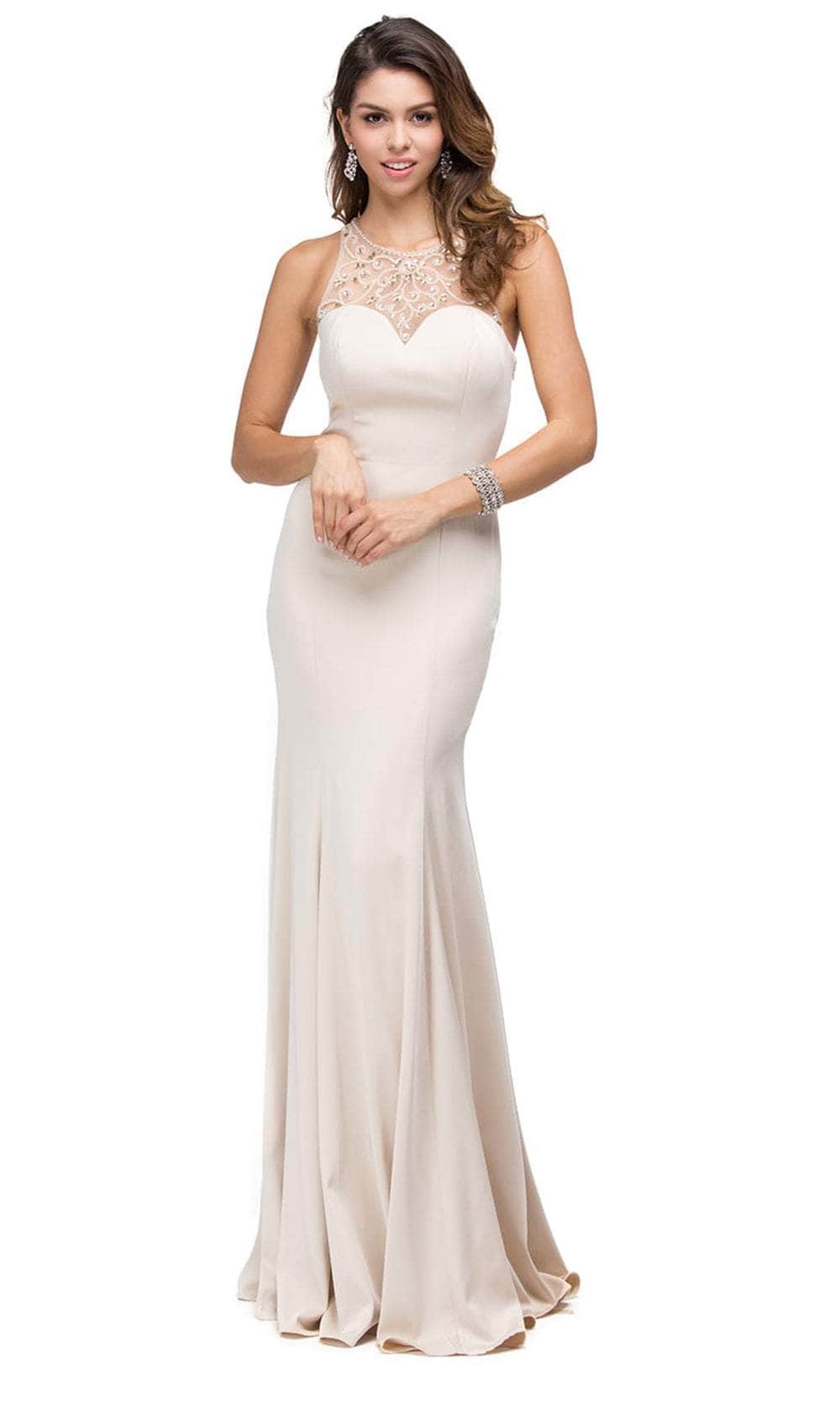 Dancing Queen 9715 - Illusion Jewel Long Dress Evening Dresses XS /  Champagne