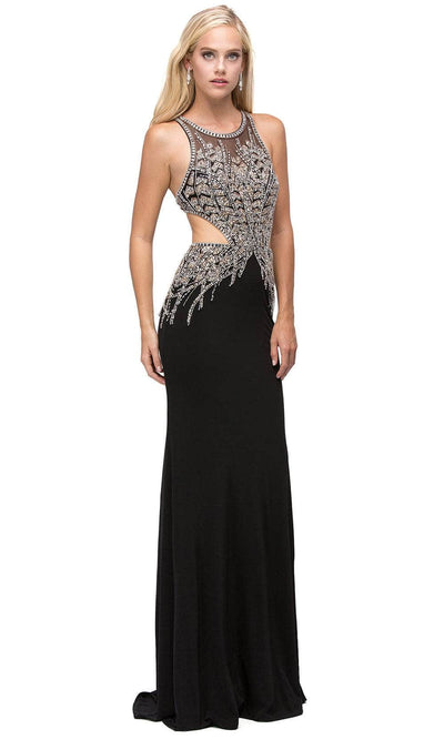 Dancing Queen 9736 - Racer Back Beaded Prom Gown Evening Dresses XS /  Black