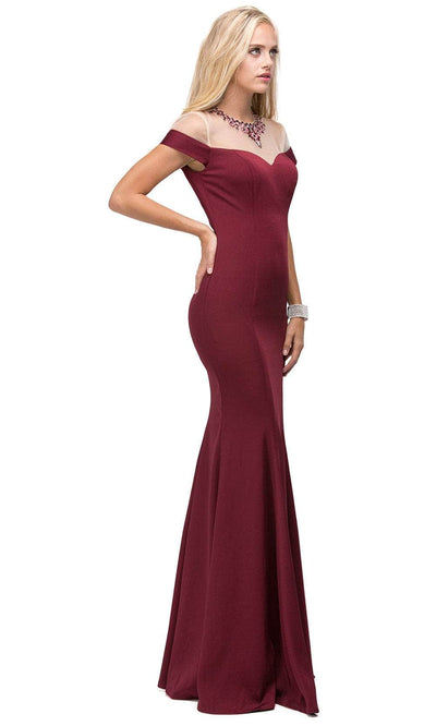 Dancing Queen 9752 - Illusion Jewel Seamed Prom Gown Mother of the Bride Dresses XS /  Burgundy