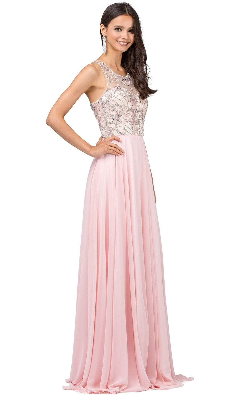 Dancing Queen 9901 - Racer Back Beaded Prom Gown Prom Dresses XS / Blush