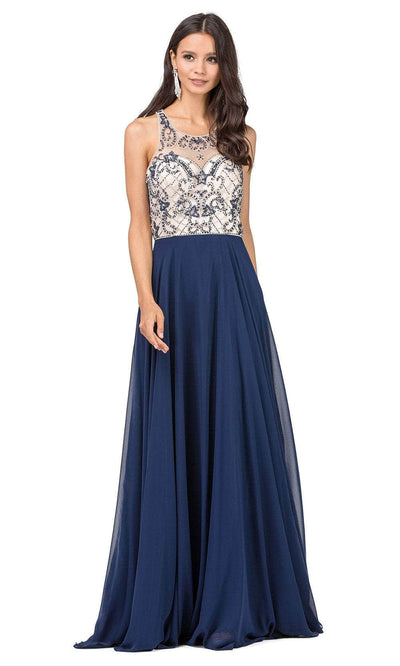 Dancing Queen 9901 - Racer Back Beaded Prom Gown Prom Dresses XS / Navy