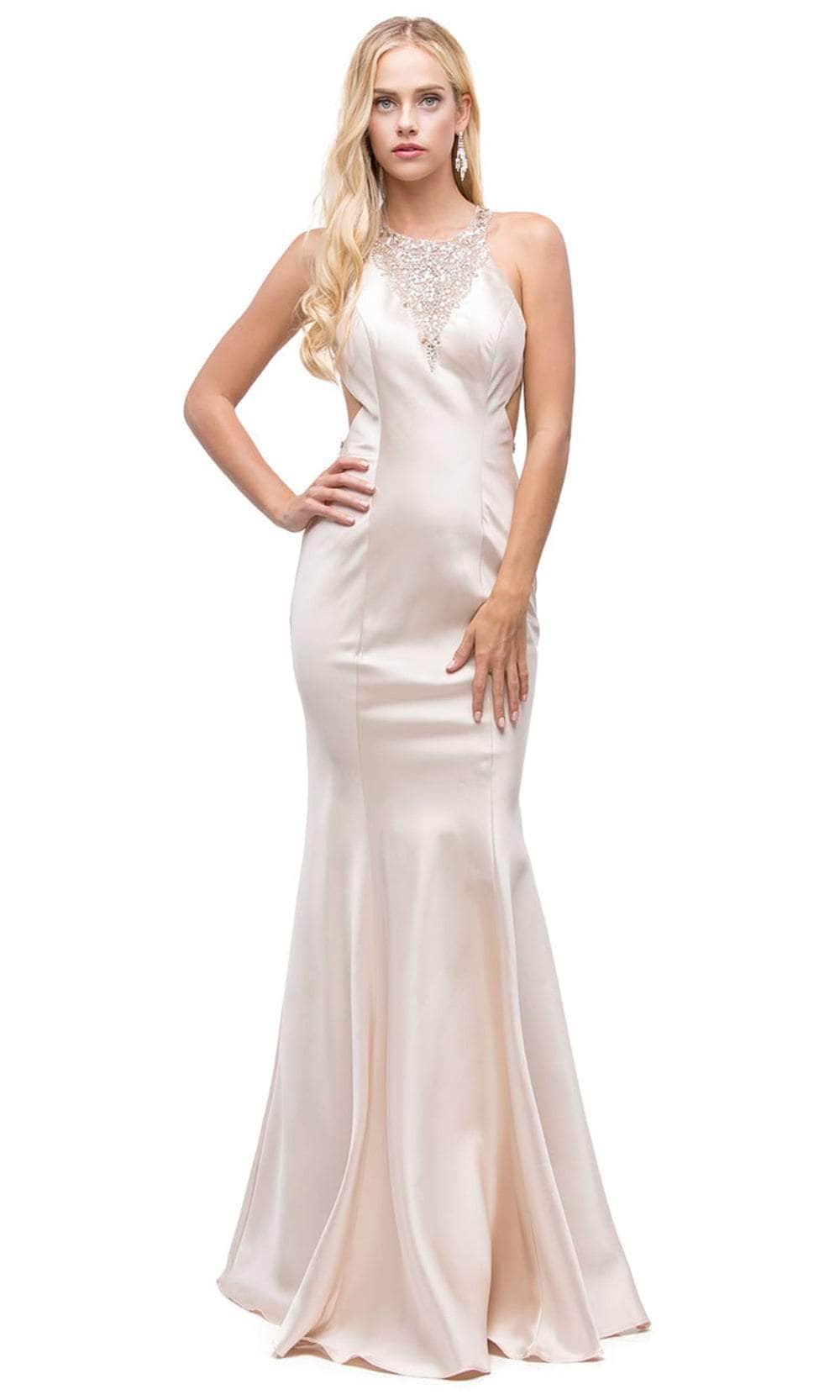 Dancing Queen 9906 - Sleeveless Mermaid Prom Gown Prom Dresses XS /  Champagne